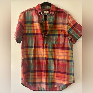 J.Crew Indian Madras Popover Half-button front design Men’s size XS